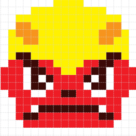 鬼の顔のアイロンビーズ図案