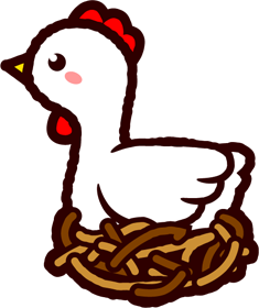 ニワトリのイラスト（卵を温める）