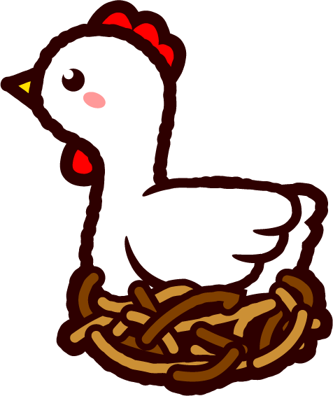 ニワトリのイラスト/卵を温める