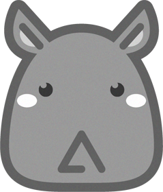 サイの動物ブロックイラスト