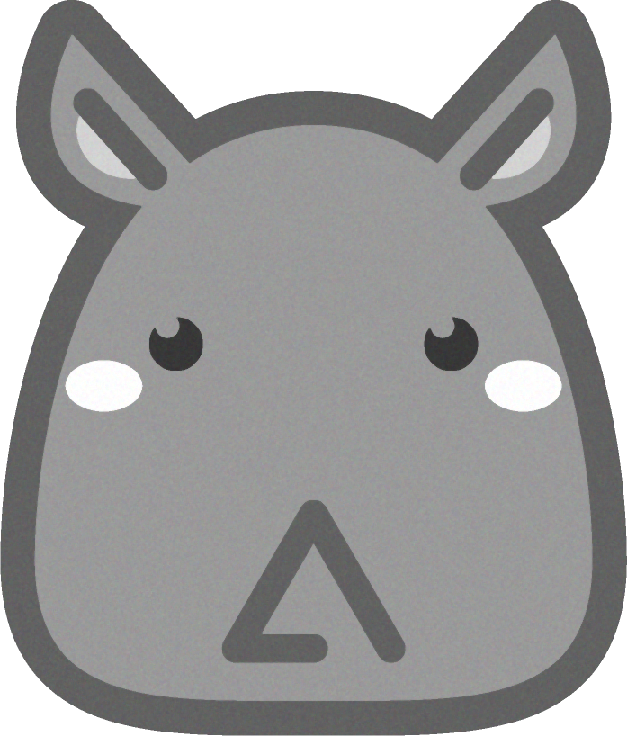 サイの動物ブロックイラスト