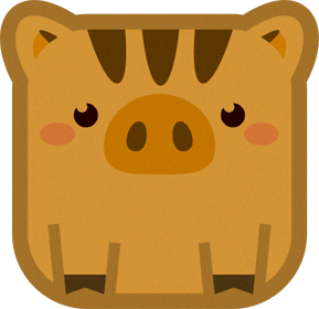 猪の動物ブロックイラスト（瓜坊）