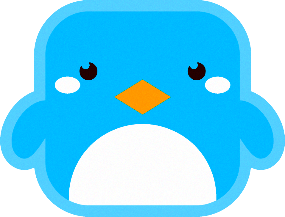 ペンギンの動物ブロックイラスト/四角