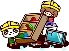 災害イラスト/落下物撤去