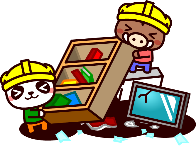 災害イラスト/落下物撤去