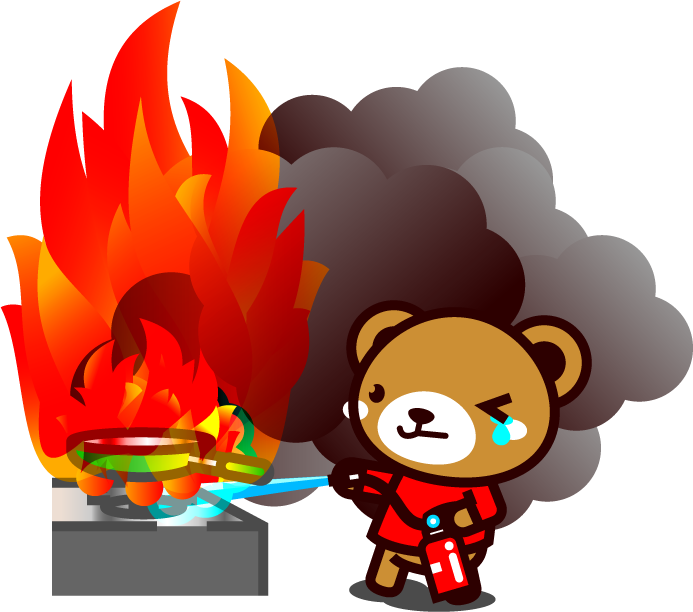 消火イラスト/火の勢いが強い