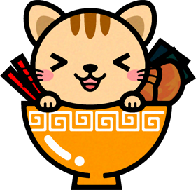 猫とラーメンのイラスト/うまい