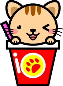 猫とジュースのイラスト/ウィンク