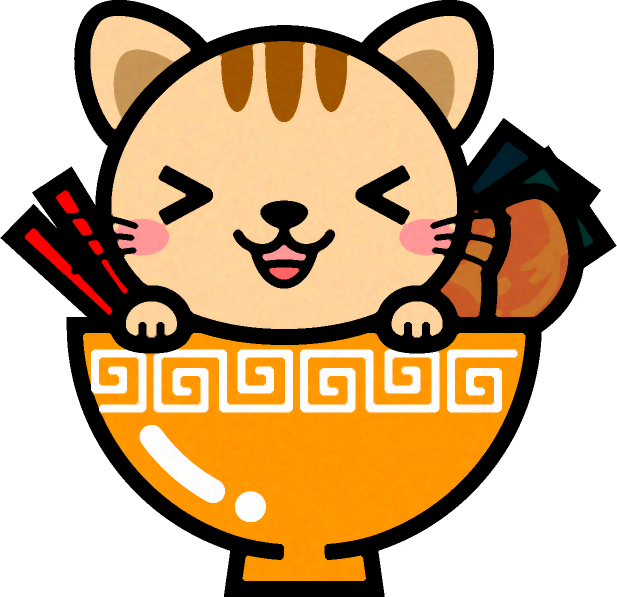 猫とラーメンのイラスト/うまい