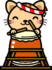 猫と太古のイラスト