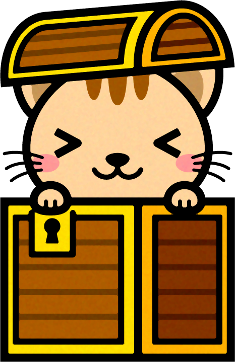 猫と宝箱のイラスト