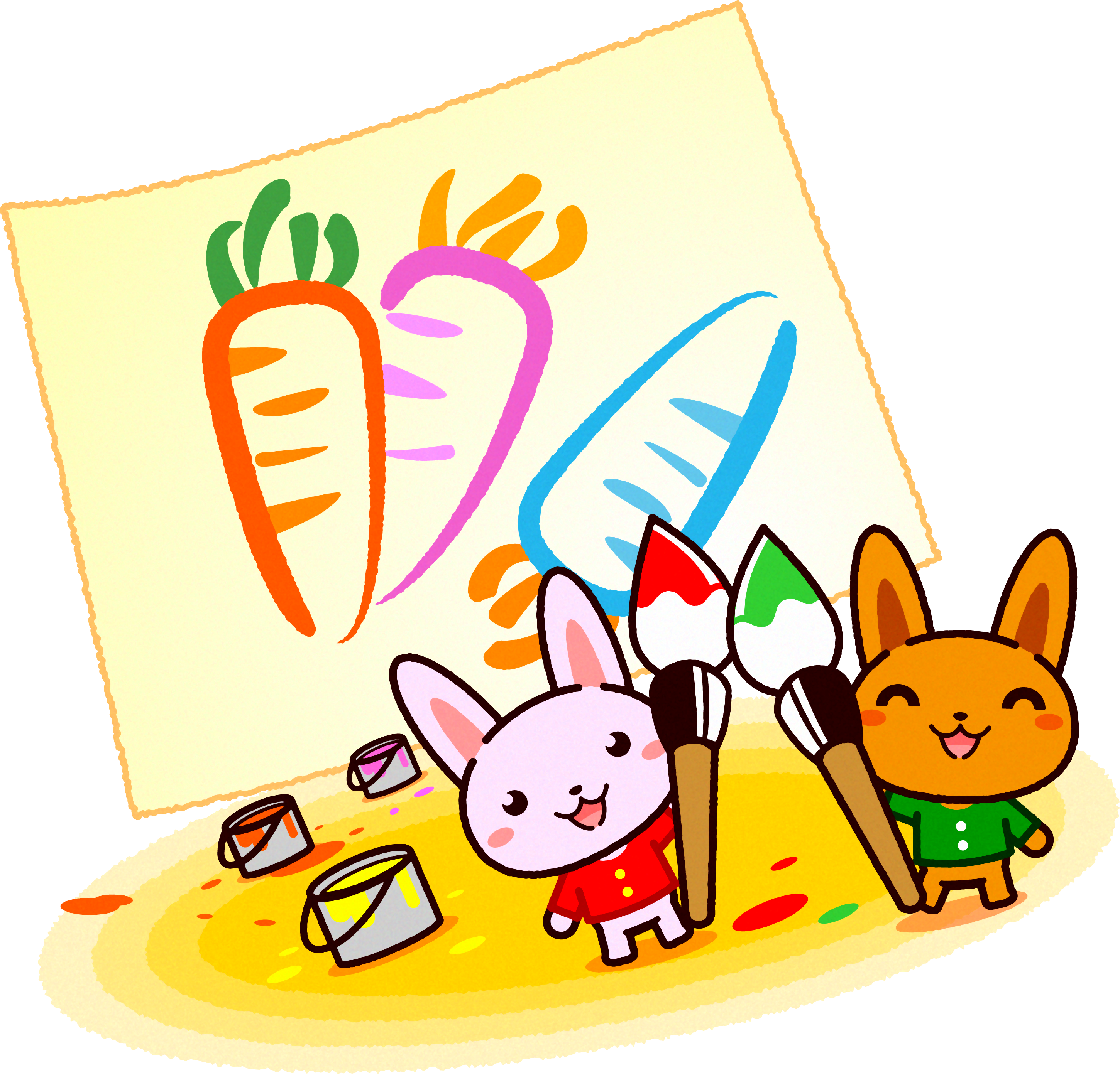 かわいいウサギのイラスト_正月/人参を描く