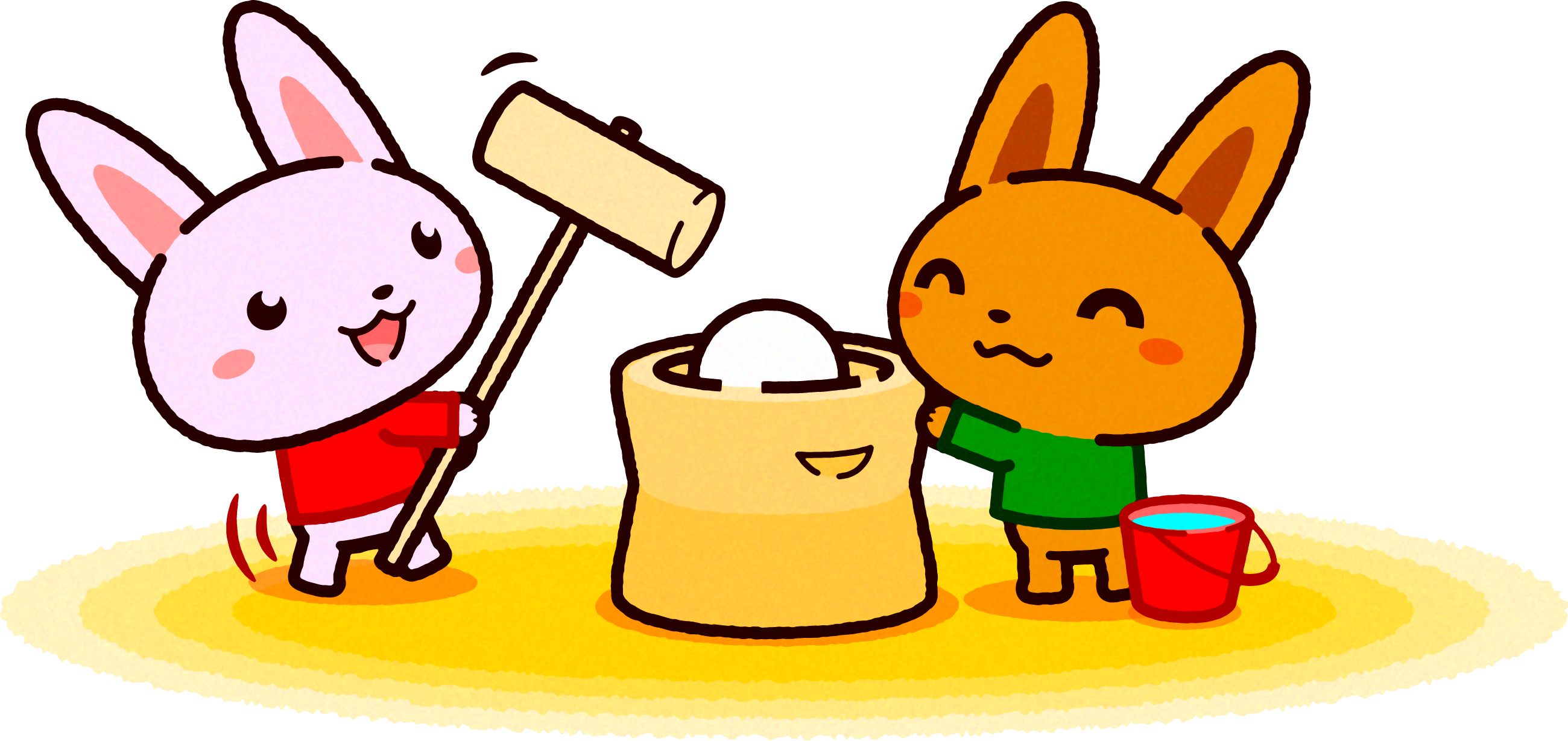 かわいいウサギのイラスト_正月/餅つき01