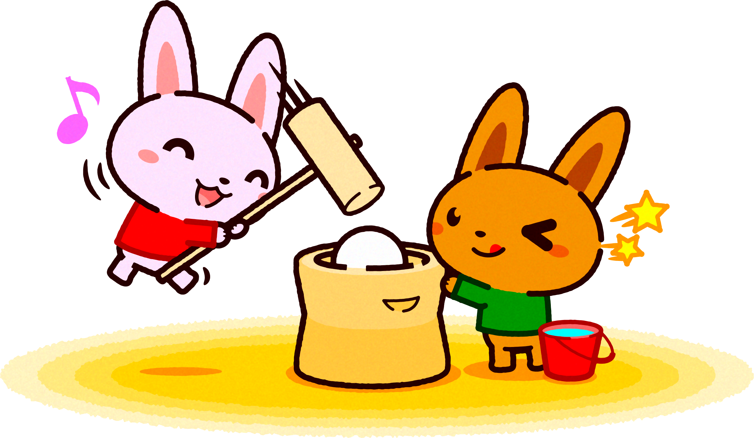 かわいいウサギのイラスト_正月/餅つき02
