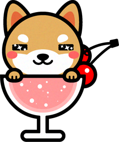 犬とカクテルのイラスト/目がキラキラ