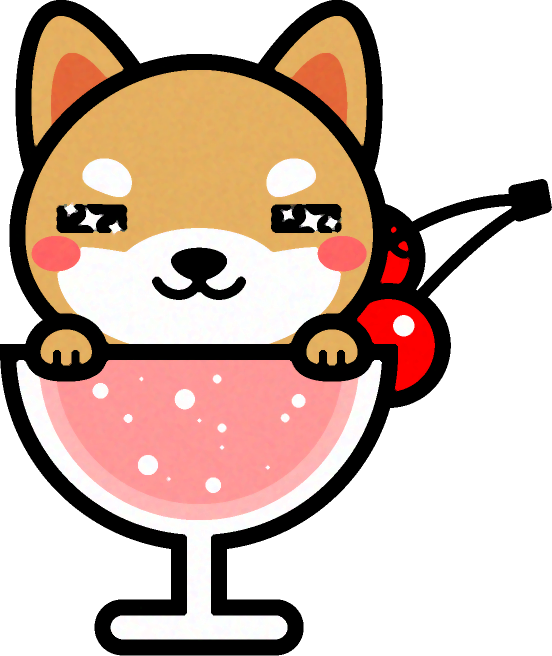 犬とカクテルのイラスト/目がキラキラ