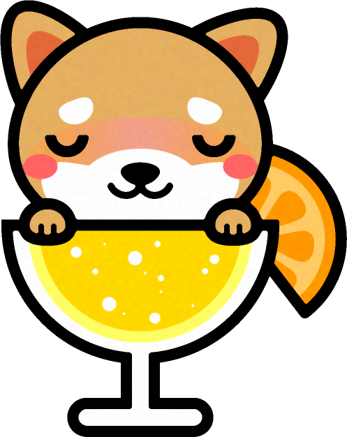 犬とカクテルのイラスト/ほろ酔い