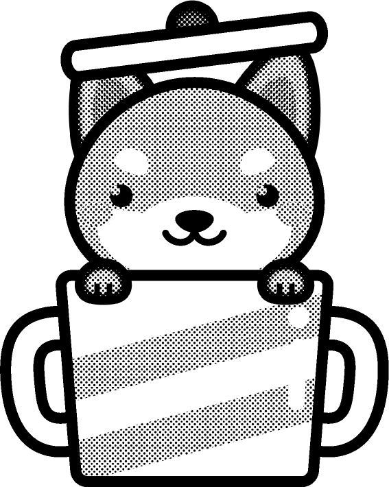 犬と鍋のイラスト/モノクロ