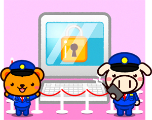 警備する動物の警備員のイラスト/リスとブタ