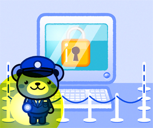 夜中に警備する動物の警備員のイラスト/クマ