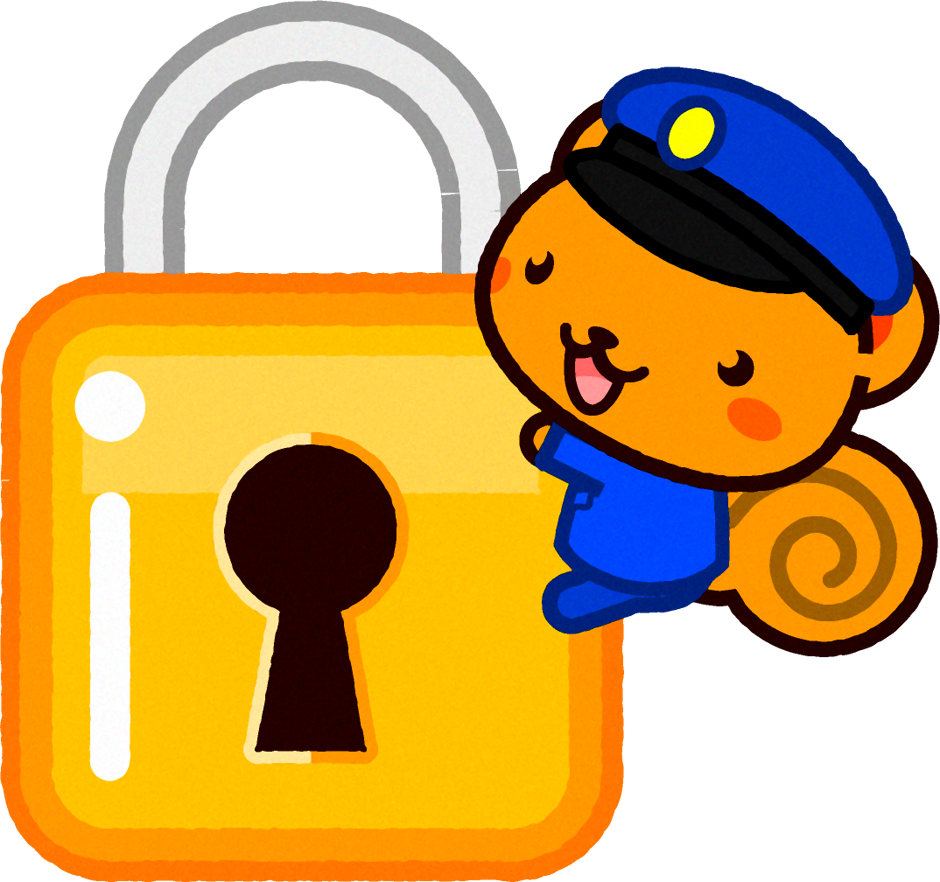 鍵にしがみつく動物の警備員のイラスト/リス