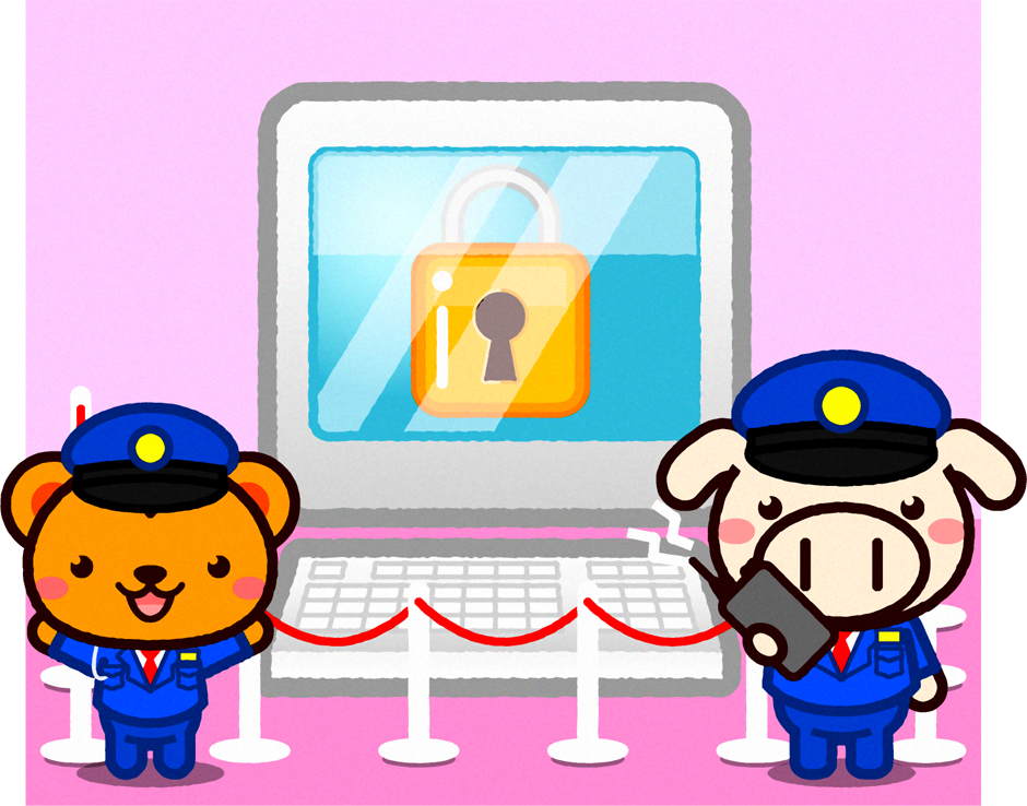 警備する動物の警備員のイラスト/リスとブタ