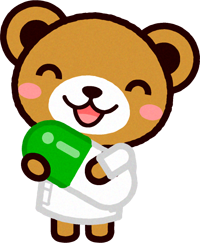 飲み薬を持ったクマのイラスト