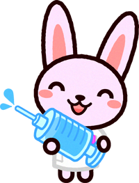 注射器を持ったウサギのイラスト