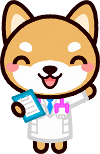 カルテを持ったシバイヌのイラスト