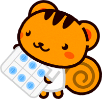 飲み薬を持ったリスのイラスト
