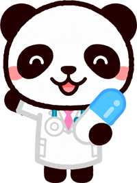 飲み薬を持ったパンダのイラスト