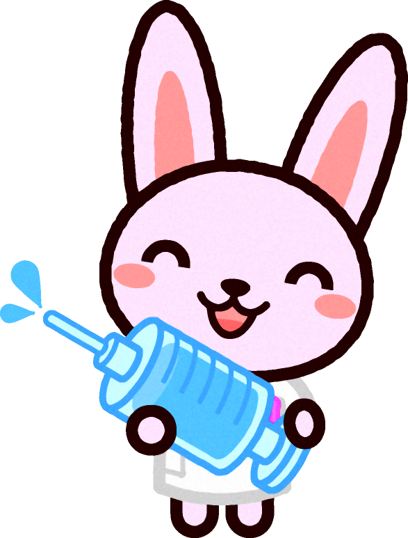 注射器を持ったウサギのイラスト