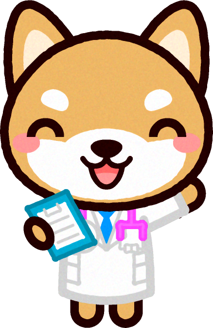 カルテを持ったシバイヌのイラスト