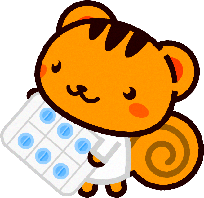 飲み薬を持ったリスのイラスト