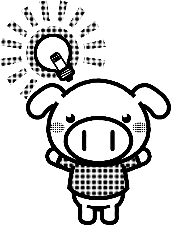 閃いた動物のイラスト/ウサギ_モノクロイラスト