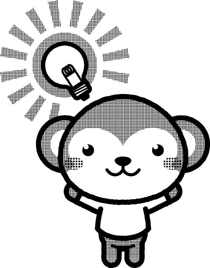 閃いた動物のイラスト/サル_モノクロイラスト