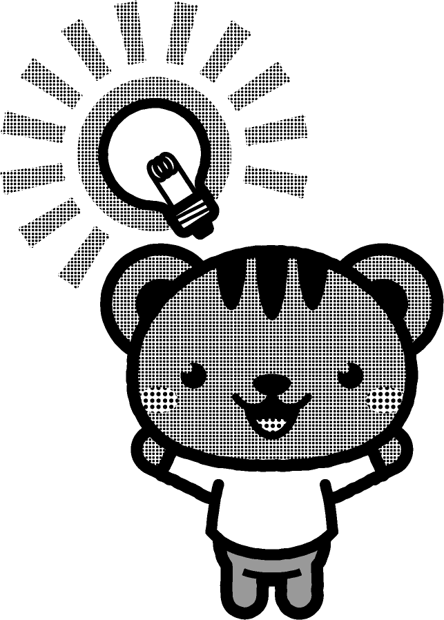 閃いた動物のイラスト/リス_モノクロイラスト