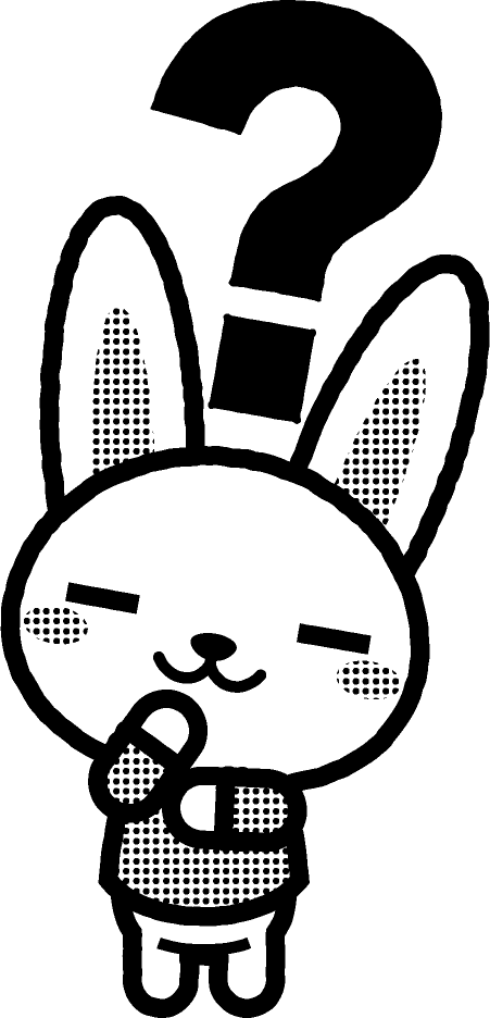 疑問の動物イラスト/ウサギ_モノクロイラスト