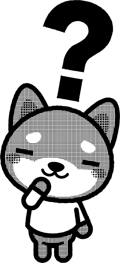 疑問の動物イラスト/シバイヌ_モノクロイラスト
