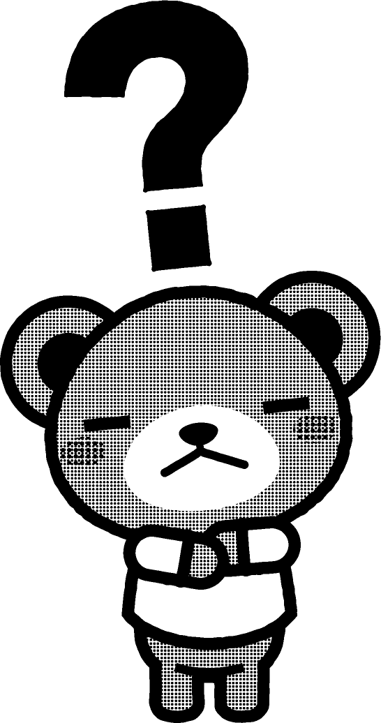 疑問の動物イラスト/クマ_モノクロイラスト