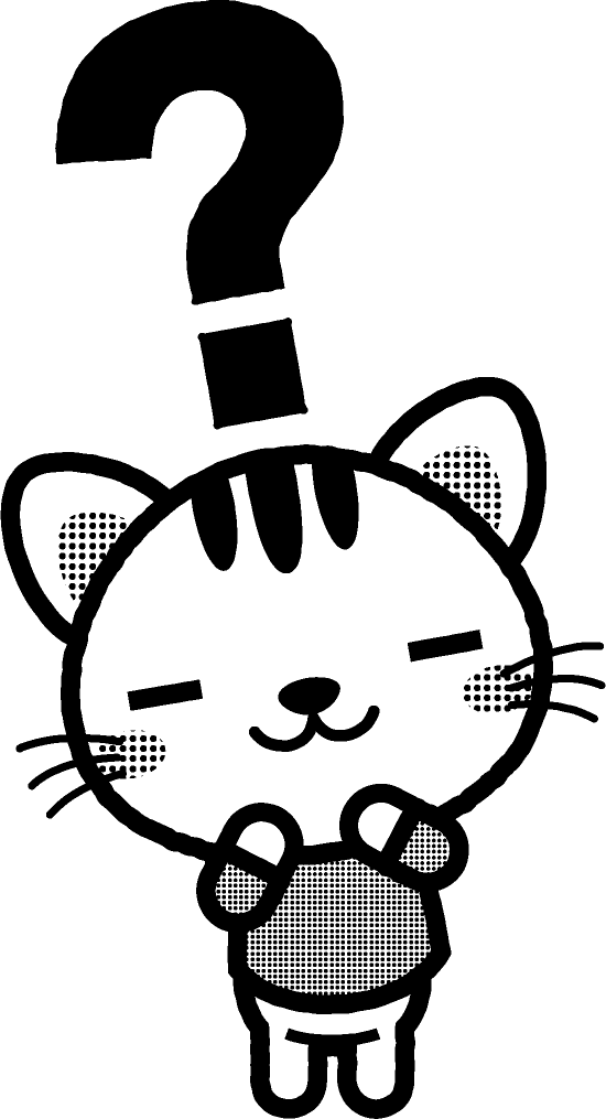 疑問の動物イラスト/トラネコ_モノクロイラスト