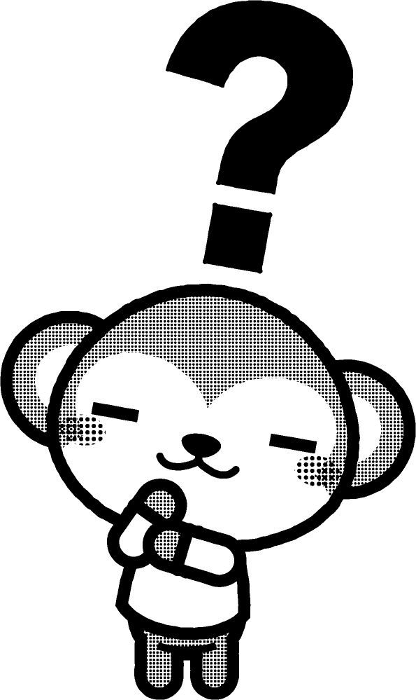 疑問の動物イラスト/サル_モノクロイラスト