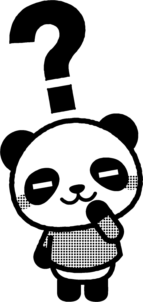 疑問の動物イラスト/パンダ_モノクロイラスト