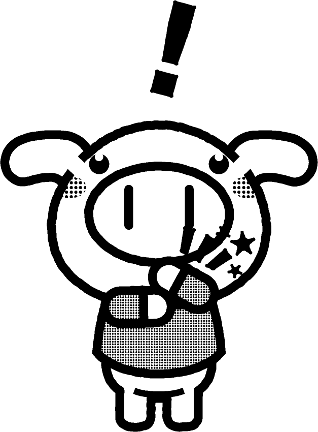 納得の動物イラスト/ブタ_モノクロイラスト