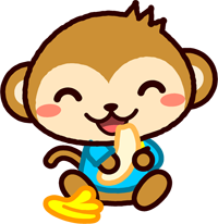 座るサルのイラスト/バナナ