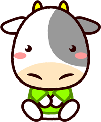 座るウシのイラスト