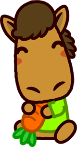 座る馬のイラスト/人参