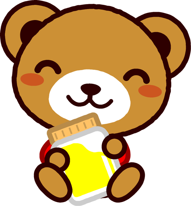 座るクマのイラスト/ハチミツ