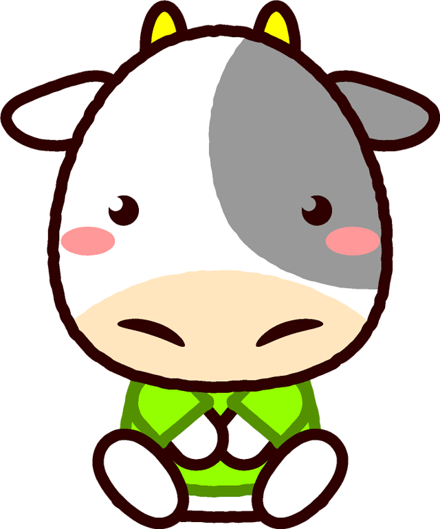 座るウシのイラスト