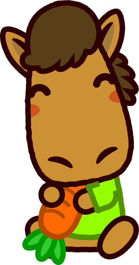 座る馬のイラスト/人参